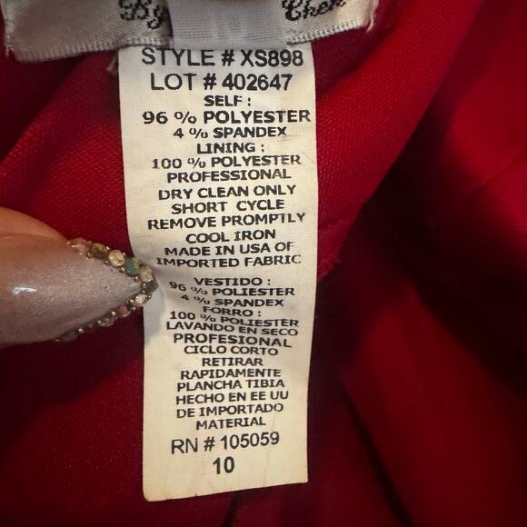 Xscape Red Satin Embellished Mermaid Evening Gown Size 10 Hoco Homecoming Prom - Picture 11 of 15